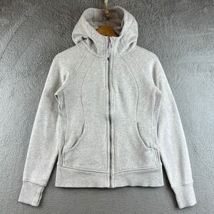 Lululemon Scuba Full Zip Hoodie Light Grey Heathered Women Athletic Jacket 8